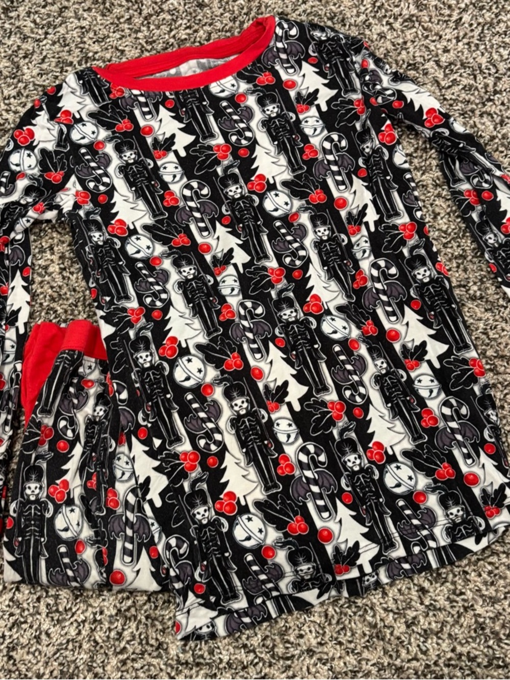 Holiday Spooky Christmas Nutcracker Bamboo Pajama Set in Black, White & Red